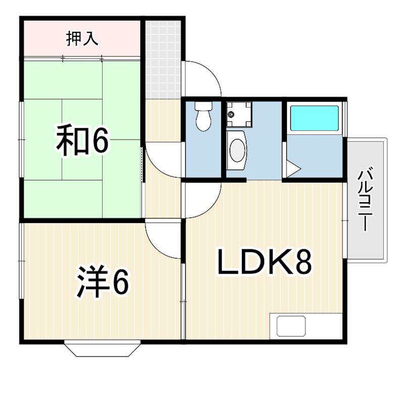 ルポゼ武庫之荘 Ⅰ(2LDK/2階)の間取り写真
