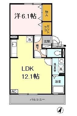 メゾンセレナ(1LDK/3階)の間取り写真