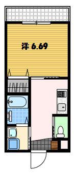 GRAN CASA 花丘(1K/4階)の間取り写真