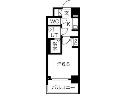 ジアコスモ江戸堀パークフロント(1K/6階)の間取り写真