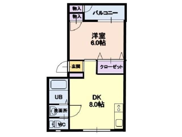パールハイツA(1DK/1階)の間取り写真