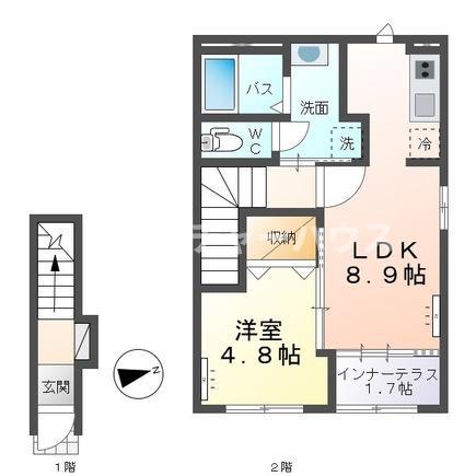 クストリッツア(1LDK/2階)の間取り写真
