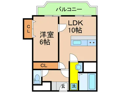 シャトレハイツ屋島(1LDK/4階)の間取り写真