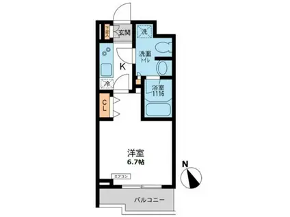 パシフィックコート目黒南(1K/2階)の間取り写真