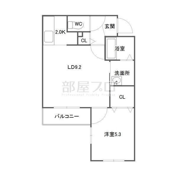 ラフレーズ美園(1LDK/1階)の間取り写真