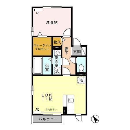 ブランシェB(1LDK/1階)の間取り写真
