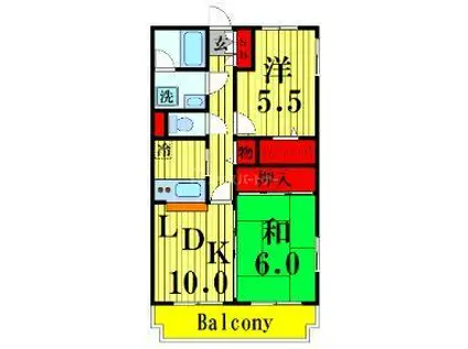 サンライズ伊興(2LDK/3階)の間取り写真