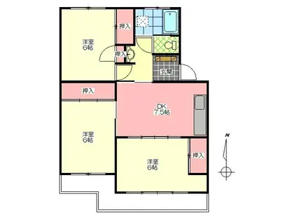 大昌ビル(3DK/1階)の間取り写真