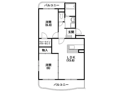 アレイズ和合(2LDK/1階)の間取り写真