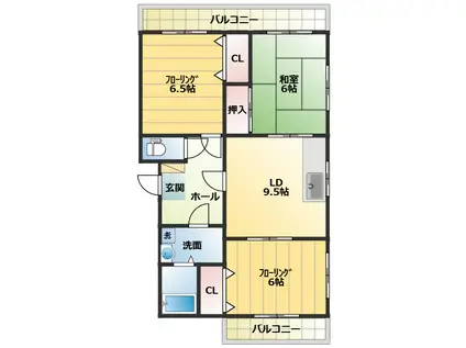 コンフォート野間(3LDK/3階)の間取り写真