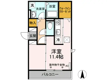 カーサ エスペランサII金岡(ワンルーム/1階)の間取り写真