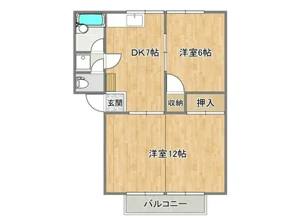 橋本コーポ(2DK/2階)の間取り写真