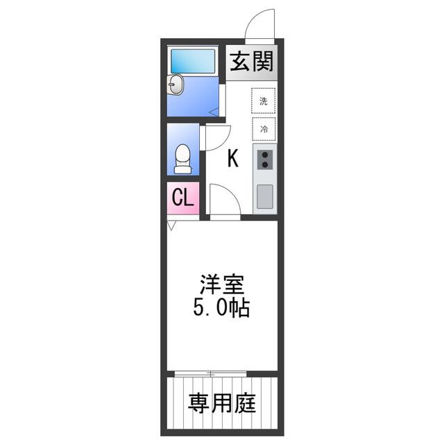 TJ紀三井寺2(1K/1階)の間取り写真