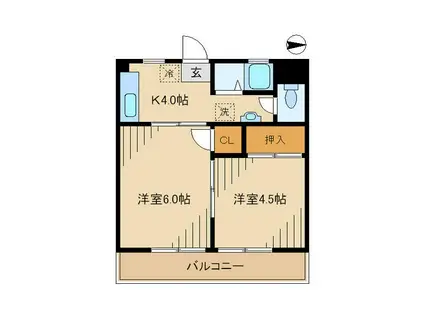 鈴木マンション(2K/4階)の間取り写真