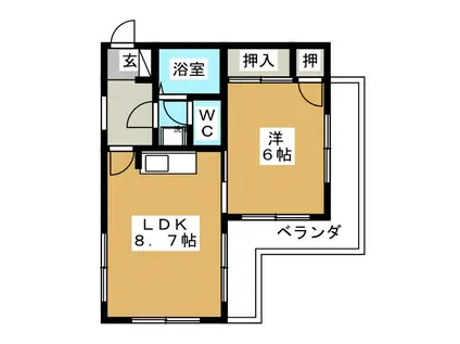 ジュネスミモミP12(1LDK/2階)の間取り写真