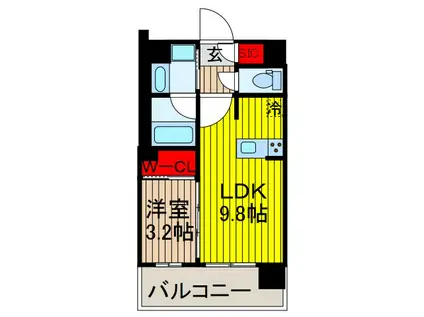 コージーコート蕨(1LDK/3階)の間取り写真