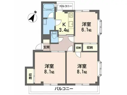 中央ハイツ(3K/2階)の間取り写真