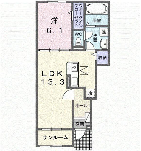 けやきレジデンスα(1LDK/1階)の間取り写真