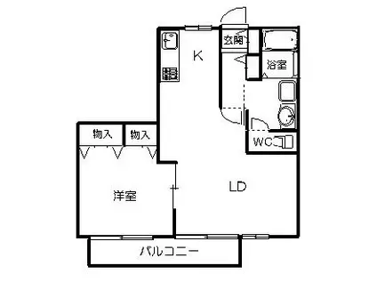 サンダーハイツ(1LDK/1階)の間取り写真