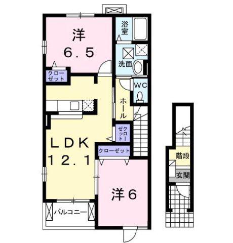 サングレイス I(2LDK/2階)の間取り写真