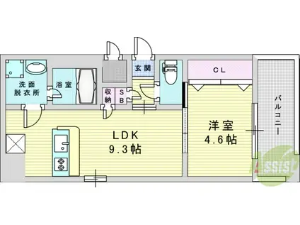 スプランディッド新大阪8(1LDK/14階)の間取り写真