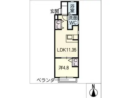 レジデンスマーブルII号館(1LDK/3階)の間取り写真
