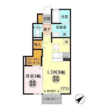 プリムールB(1LDK/1階)の間取り写真
