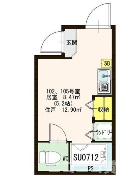 ハーモニーテラス方南町ウエスト(ワンルーム/1階)の間取り写真