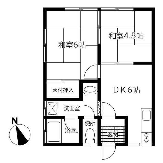 ハイツヴィレッヂ(2DK/2階)の間取り写真