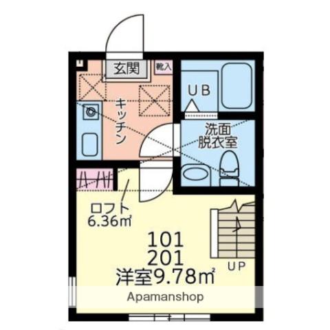 デンプシーヒル(1K/1階)の間取り写真
