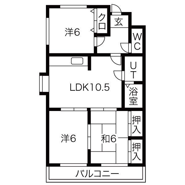 グリーンヒルズ朝宮(3LDK/4階)の間取り写真