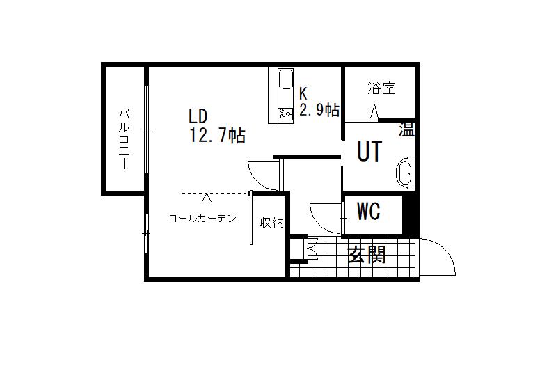 アビタパークサイド昭和中央(1LDK/1階)の間取り写真