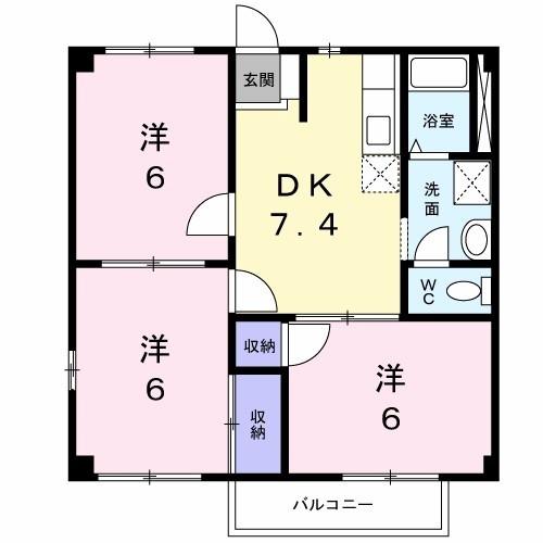 ニューシティ国富(3DK/1階)の間取り写真