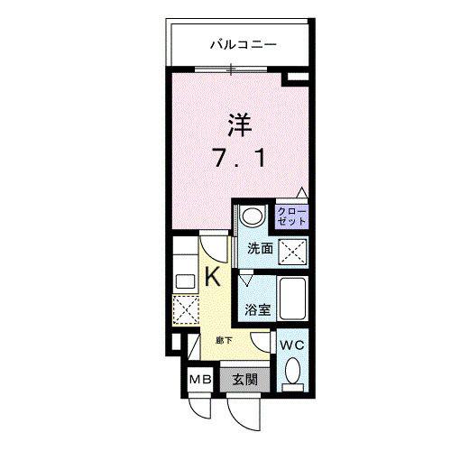 ライズ脇田町 A館(1K/5階)の間取り写真
