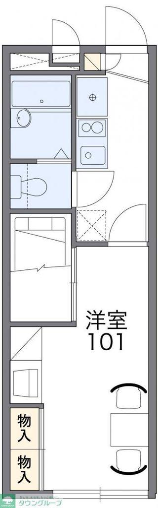 レオパレス霞ヶ関第二(1K/1階)の間取り写真