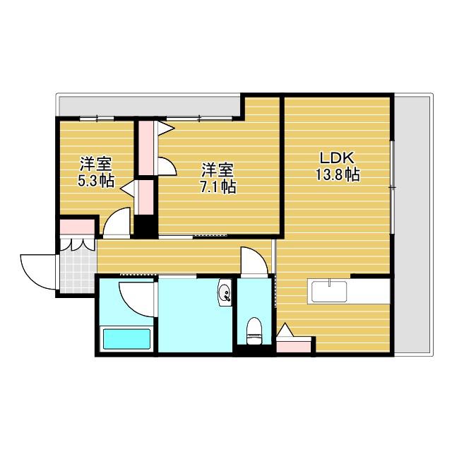 シャーメゾン豊中(2LDK/2階)の間取り写真