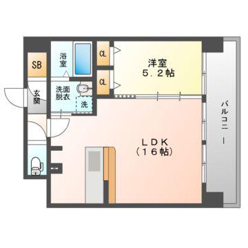 ラ・ドゥセール門真(1LDK/4階)の間取り写真
