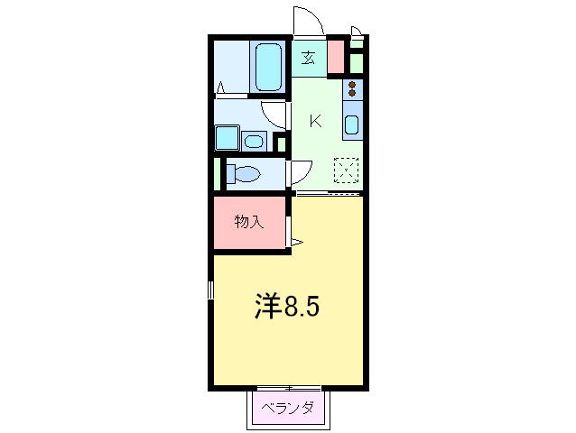 グランドパイン(1K/1階)の間取り写真