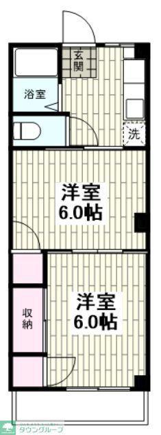 湘南グリーンハイム(2K/3階)の間取り写真