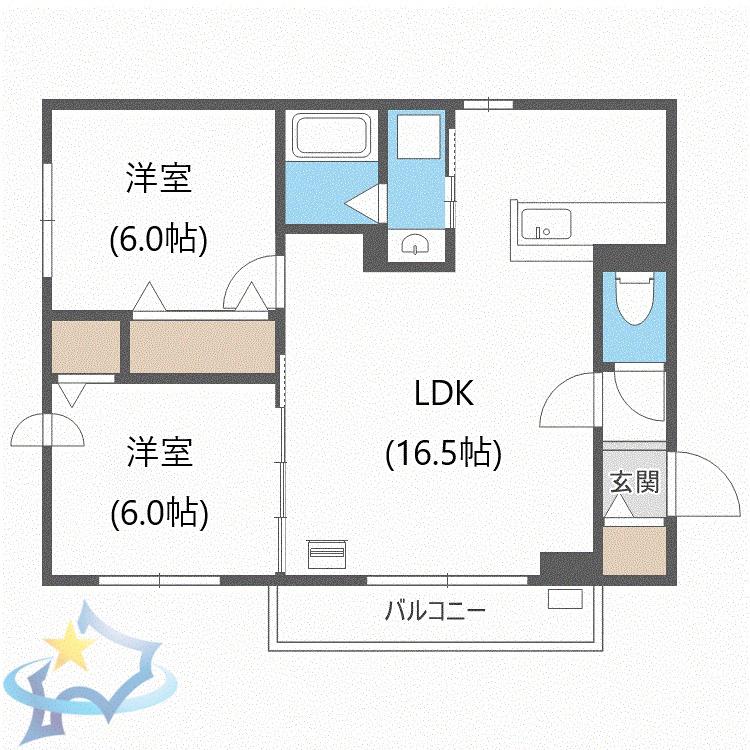 ハーベストS10(2LDK/3階)の間取り写真