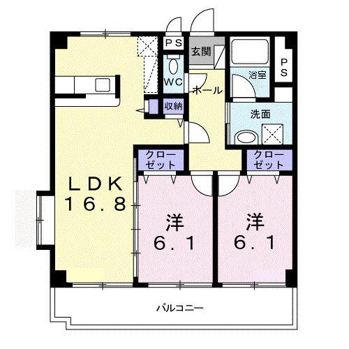 アルカディア(2LDK/2階)の間取り写真