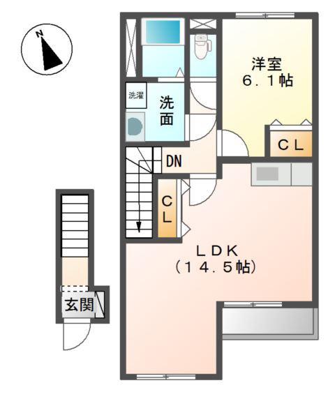 FELICIA AMELLOIDES(1LDK/2階)の間取り写真