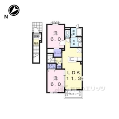 サニ-フラットⅠ(2LDK/2階)の間取り写真
