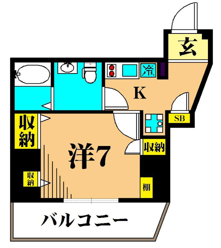 アイディ品川25(1K/7階)の間取り写真