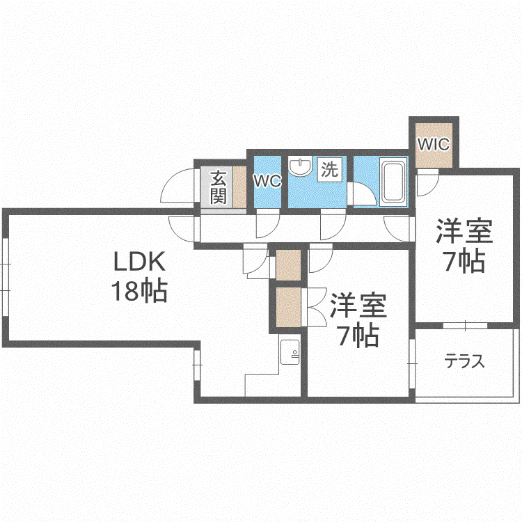 テラ大通西21(2LDK/1階)の間取り写真