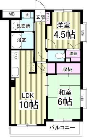 ウィンベルコーラス大宮日進(2LDK/5階)の間取り写真