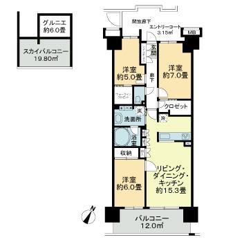 ザ・ガーデンプレミアム(3SLDK/14階)の間取り写真