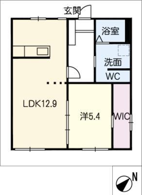グリーンハウス山本(1LDK/1階)の間取り写真