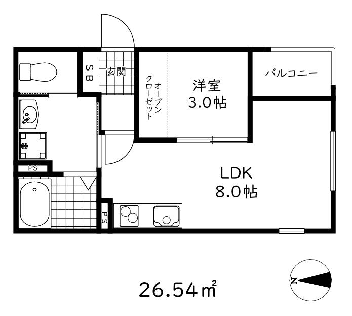 リブレメゾン住吉1(1LDK/3階)の間取り写真