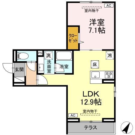 フラクタス南林間(1LDK/2階)の間取り写真